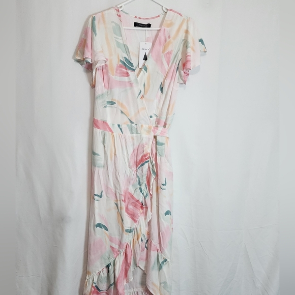 Zesica Boho Floral Wrap Maxi Dress Size Small - Picture 2 of 10